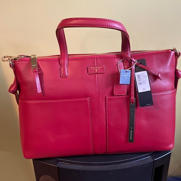 Tahari Handbags - Néw W Tags Beautifully Crafted UNIQUE Leather Tahari Red Satchel Bag Sells $298